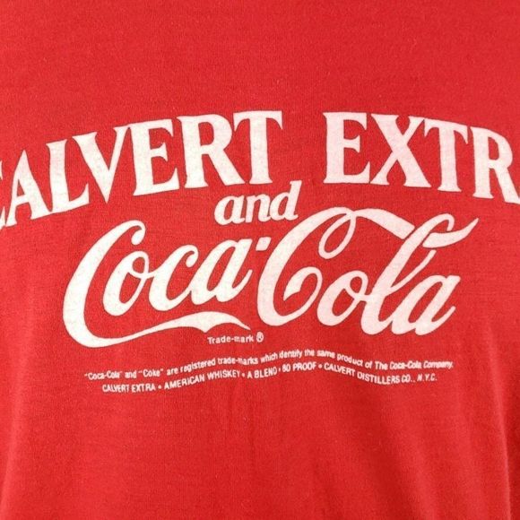 Calvert Extra Coca Cola T Shirt Vintage 80s American Whiskey And Coke 50/50 - Picture 2 of 7
